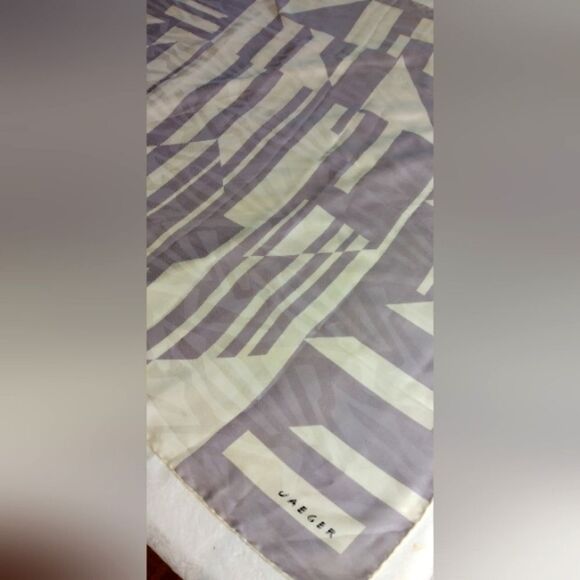 Jaeger Silk Scarf Lavender and Cream Geometric Scarf with Modern Design - Picture 10 of 12
